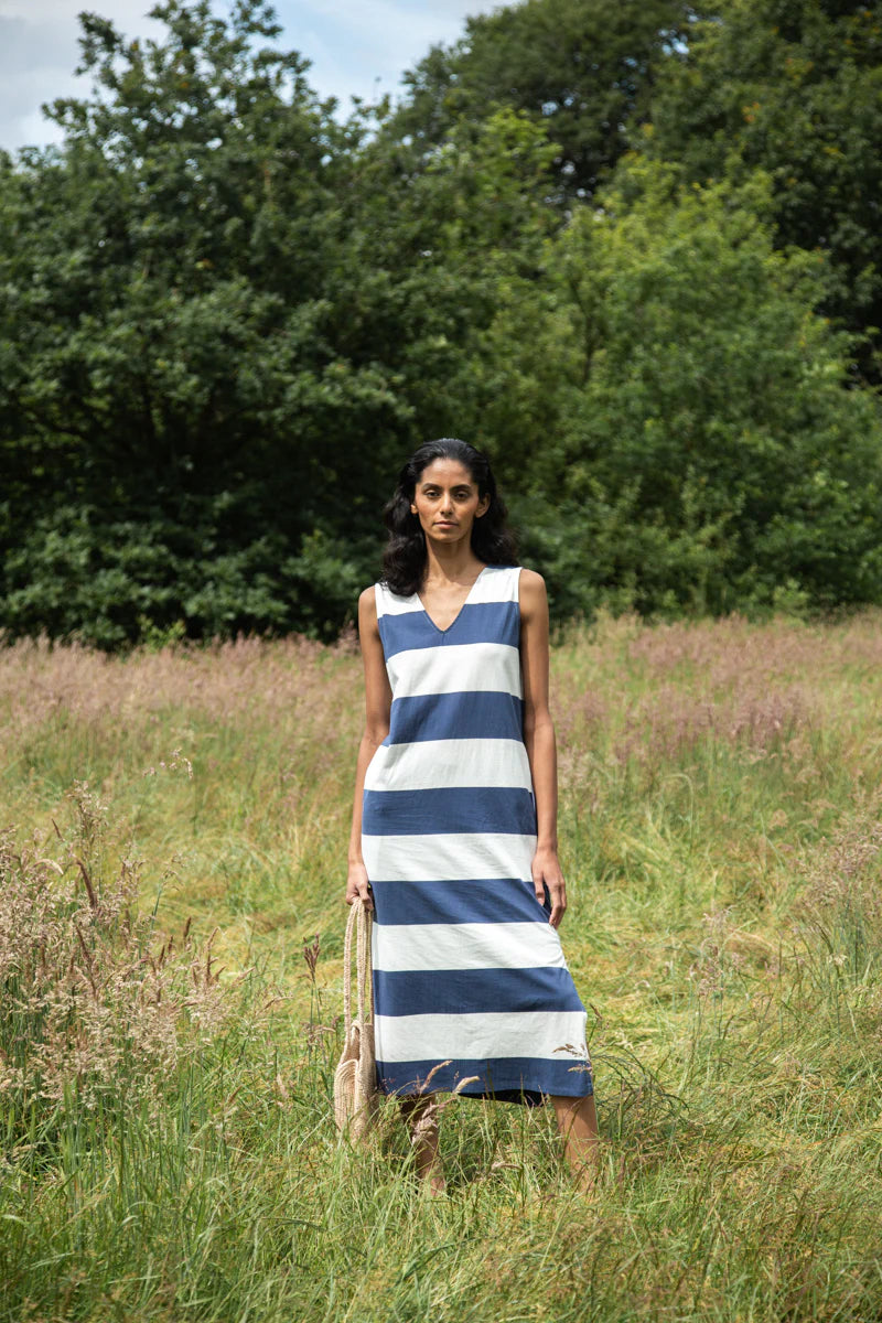 Beaumont Organic Riva Sue Bold Stripe Midnight And White Jersey Dress