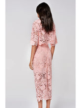 Load image into Gallery viewer, SmytSmythe-Lace-skirt-in-Shrimp-Pinkhe-Lace-Tee-in-Shrimp-Pink
