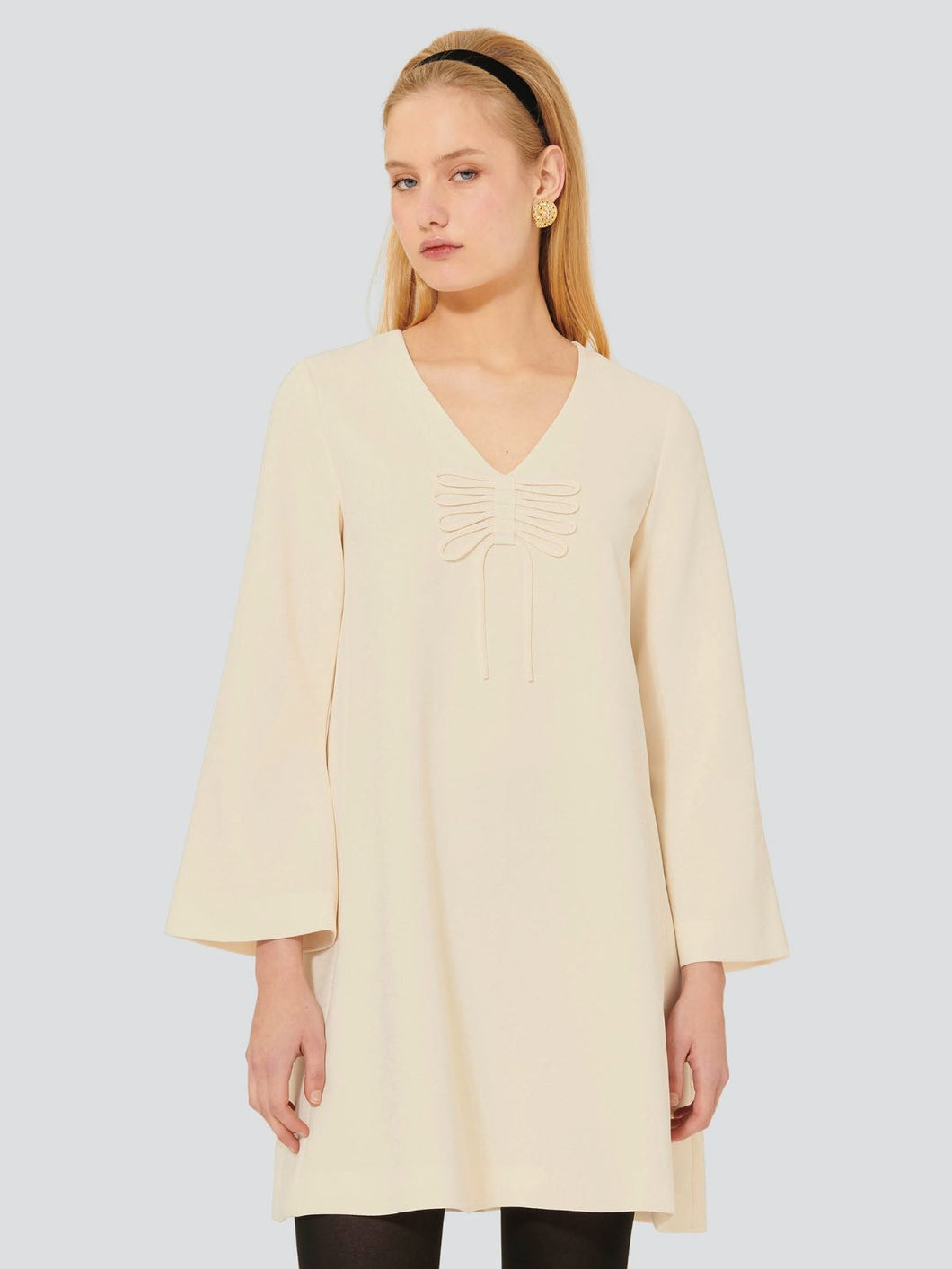 Tara-Jarmon-Rolie-Ecru-Crepe-Dress