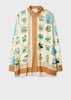 Ecru 'Floral Scarf' Print Viscose Shirt