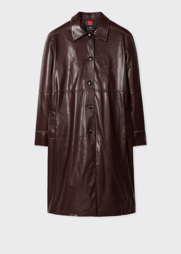 Paul Smith Women's Burgundy Faux Leather Coat W2R-284C-T31350