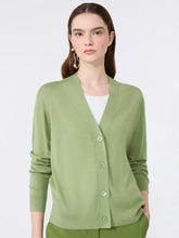 Load image into Gallery viewer, WE5346036106004-e-weekend-by-maxmara-wkdtorre-womens-wool-silk-and-cashmere-v-neck-cardigan-green
