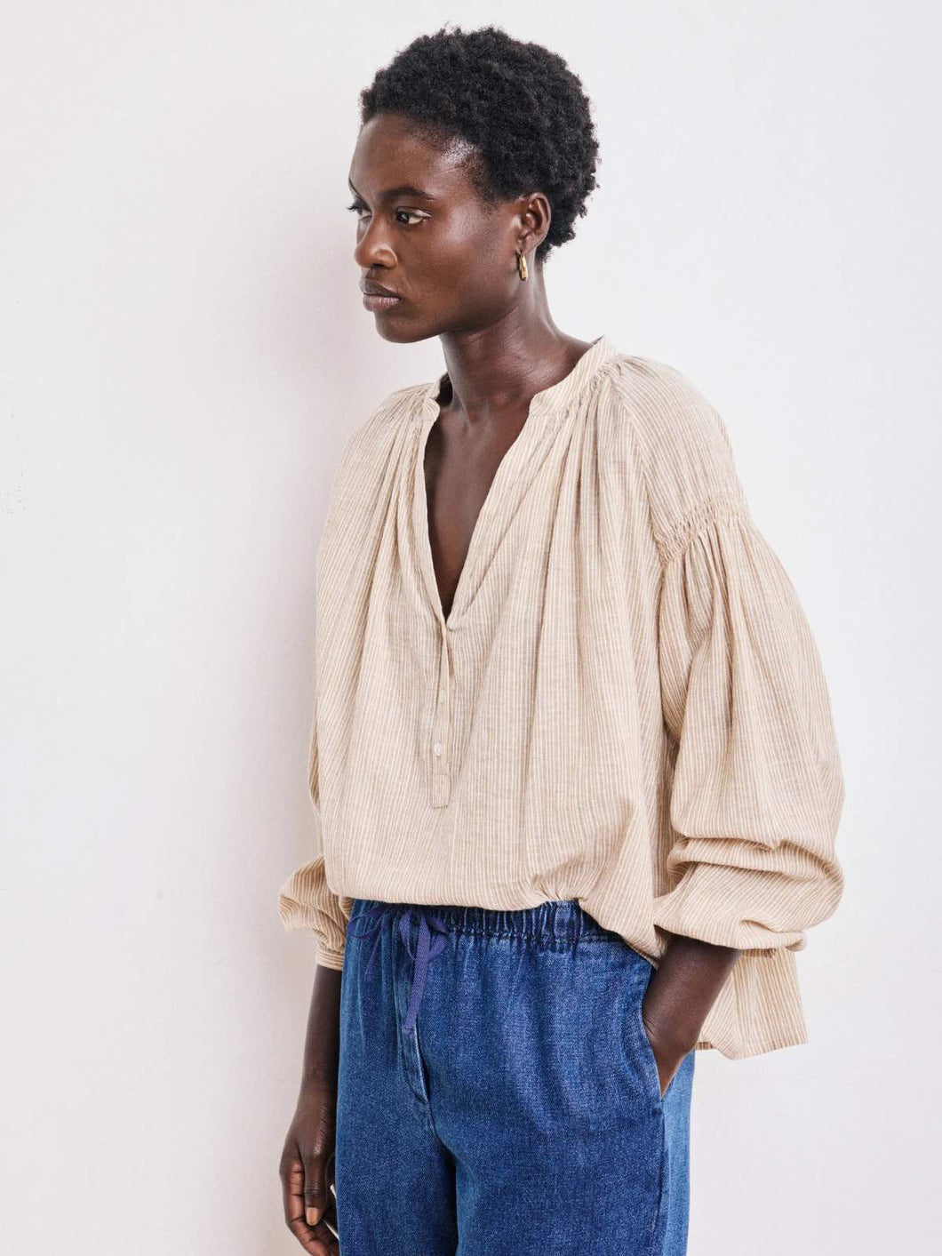 hartford-womens-cierra-womens-ochre-cotton-voile-shirt