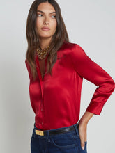 Load image into Gallery viewer, l-agence-dani-silk-satin-blouse-crimson-red
