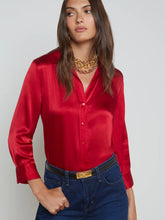 Load image into Gallery viewer, l-agence-dani-silk-satin-blouse-crimson-red
