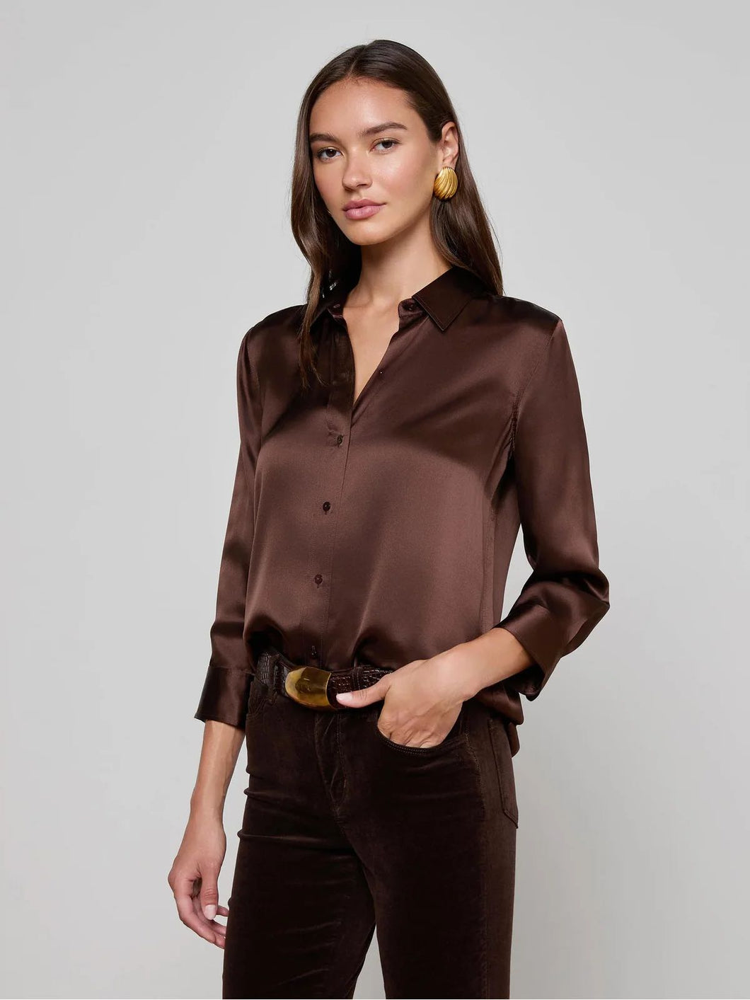 lagence-dani-silk-blouse-coffee-bean