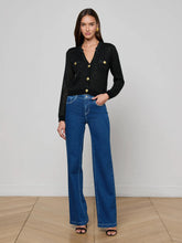 Load image into Gallery viewer, lagence-womens-blanca-sequin-cardigan-in-black-gunmetal-gold
