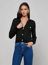 Load image into Gallery viewer, lagence-womens-blanca-sequin-cardigan-in-black-gunmetal-gold
