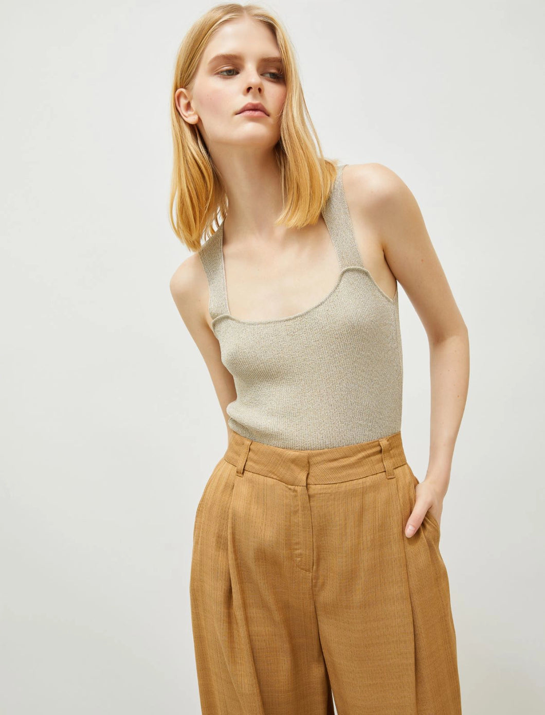 Marella Women's NASELLO Lamé-Blend Top - Hazelnut Brown