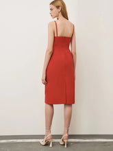 Load image into Gallery viewer, marella-roxs-slim-fit-sheath-dress-in-red-cotton-blend

