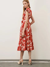 Load image into Gallery viewer, marella-taxi-wrap-dress-in-red-white-floral-print
