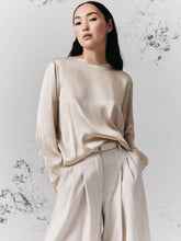 Load image into Gallery viewer, marella-womens-silk-blend-satin-blouse-turtledove-MLLGETTONE
