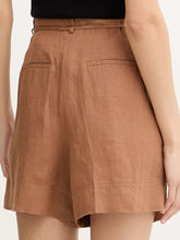 Load image into Gallery viewer, marella-womens-zannata-linen-shorts-tobacco-brown
