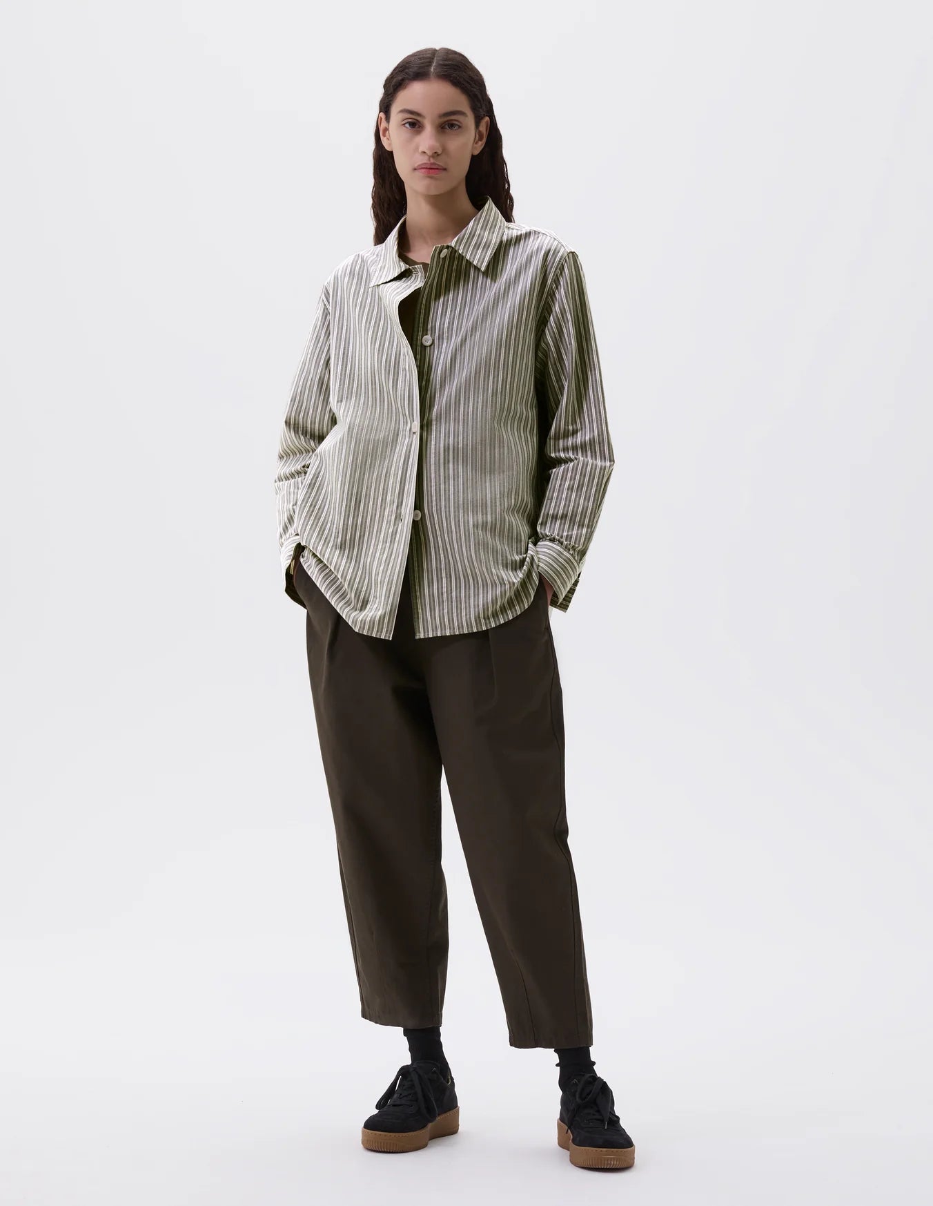 Margaret Howell MHL. Women's MHL. Longline Shirt Two Tone Cotton