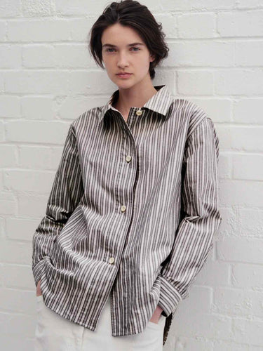margaret-howell-mhl-womens-mhl-longline-shirt-two-tone-cotton-stripe-forest-grey-off-white