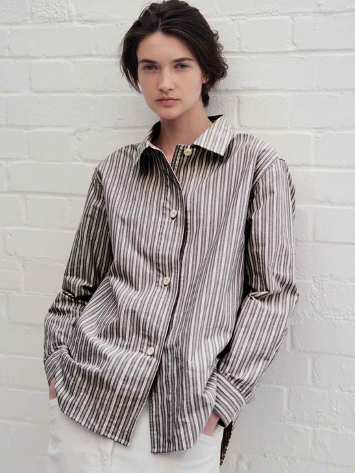 margaret-howell-mhl-womens-mhl-longline-shirt-two-tone-cotton-stripe-forest-grey-off-white