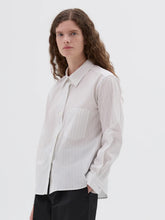 Load image into Gallery viewer, margaret-howell-simple-shirt-light-cotton-stripe-white-blue-black
