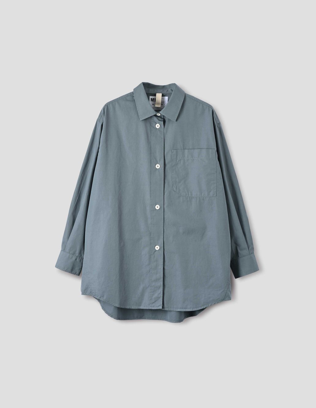Margaret Howell MHL Dusty Blue Compact Cotton Oversized Painters Shirt