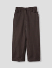 Load image into Gallery viewer, margaret-howell-womens-relaxed-crop-trousers-linen-wool-gingham-navy-warm-brown
