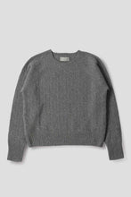 Load image into Gallery viewer, margaret-howell-womens-cable-crew-neck-recycled-merino-and-cashmere-blend-flint
