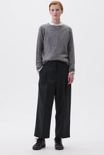 Load image into Gallery viewer, margaret-howell-womens-cable-crew-neck-recycled-merino-and-cashmere-blend-flint

