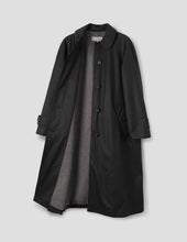 Load image into Gallery viewer, margaret-howell-womens-wool-lined-raglan-mac-showerproof-cotton-drill-black
