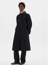 Load image into Gallery viewer, margaret-howell-womens-wool-lined-raglan-mac-showerproof-cotton-drill-black
