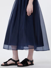 Load image into Gallery viewer, maxmara-weekend-womens-wkdvisino-pleated-silk-organza-skirt-navy

