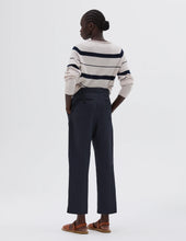 Load image into Gallery viewer, MARGARET-HOWELL-midi-waist-crop-trousers-cotton-linen-twill-midnight-WOTR0514S25KURMID
