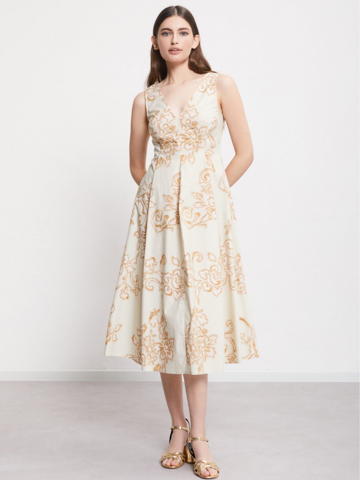 printed poplin midi dress Otto d'Ame Women's Printed Poplin Midi Dress – bowns cambridge