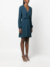 Load image into Gallery viewer, Patrizia Pepe Petrol Blue Draped Dress with Collar

