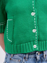 Load image into Gallery viewer, paul-and-joe-womens-chocolate-chunky-knit-cropped-cardigan
