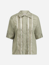 Load image into Gallery viewer, paul-and-joe-womens-mousson-pleated-shirt-in-striped-lyocell-and-silk
