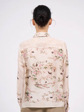 Load image into Gallery viewer, paul-and-joe-womens-straight-cut-linen-and-silk-shirt-with-a-placed-print
