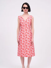 Load image into Gallery viewer, paul-joe-womens-midi-length-fitted-dress-in-3d-jacquard-with-a-cherry-blossom-print
