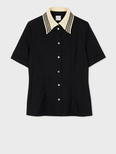 Load image into Gallery viewer, paul-smith-Women-Black-Striped-Collar-jersey-Shirt
