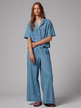 Load image into Gallery viewer, paul-smith-womens-chambray-wide-leg-cropped-trousers
