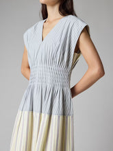 Load image into Gallery viewer, paul-smith-womens-contrast-stripe-shirred-midi-dress-5
