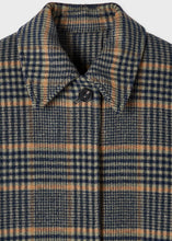 Load image into Gallery viewer, paul-smith-womens-navy-and-grey-check-brushed-wool-coat-with-back-buttons
