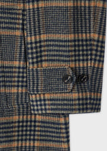 Load image into Gallery viewer, paul-smith-womens-navy-and-grey-check-brushed-wool-coat-with-back-buttons
