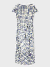 Load image into Gallery viewer, paul-smith-womens-navy-and-ivory-sheer-gingham-seersucker-knot-dress
