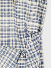 Load image into Gallery viewer, paul-smith-womens-navy-and-ivory-sheer-gingham-seersucker-knot-dress
