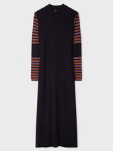 Load image into Gallery viewer, paul-smith-womens-navy-stripe-sleeve-knitted-dress-w2r-659n-t31383
