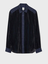 Load image into Gallery viewer, paul-smith-womens-shadow-stripe-blouse-navy-blue-bowns-cambridge
