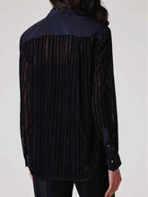 Load image into Gallery viewer, paul-smith-womens-shadow-stripe-blouse-navy-blue-bowns-cambridge
