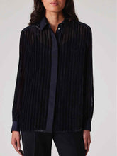 Load image into Gallery viewer, paul-smith-womens-shadow-stripe-blouse-navy-blue-bowns-cambridge

