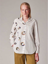 Load image into Gallery viewer, paul-smith-womens-white-mixed-stripe-and-painted-spot-cotton-shirt
