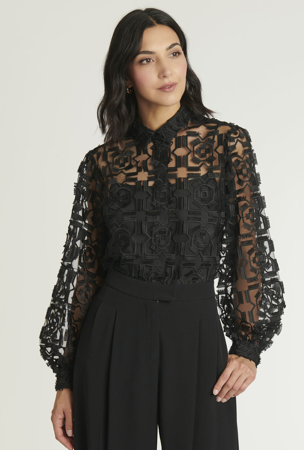 Paule Ka Statement Cut Out Broderie Tulle Shirt