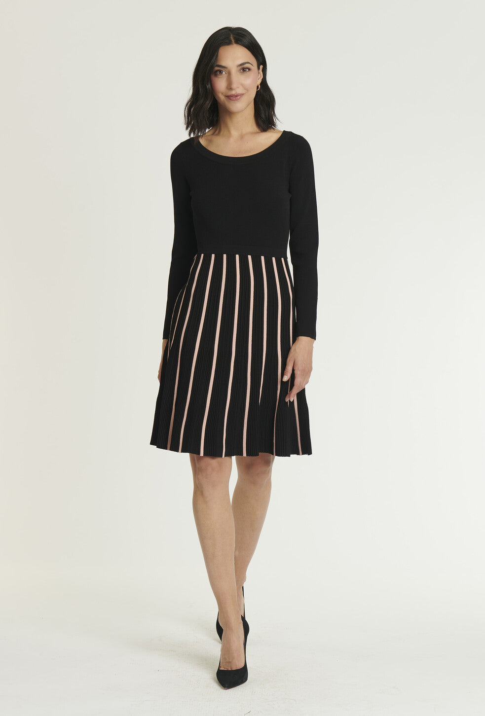 Paule Ka Contrast Pleat Knitted Dress