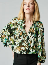 Load image into Gallery viewer, smythe-gathered-blouse-forest-floral
